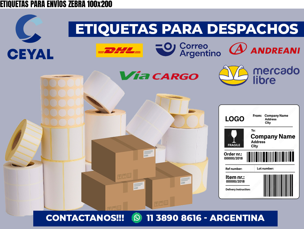 ETIQUETAS PARA ENVÍOS ZEBRA 100×200