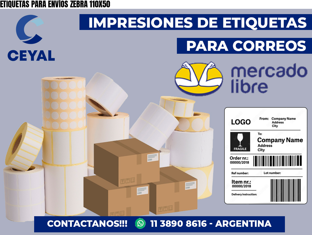 ETIQUETAS PARA ENVÍOS ZEBRA 110X50
