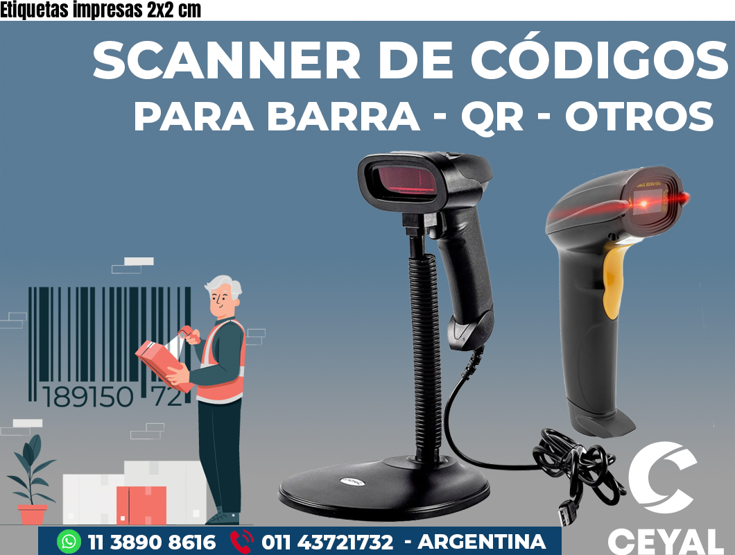 Etiquetas impresas 2x2 cm