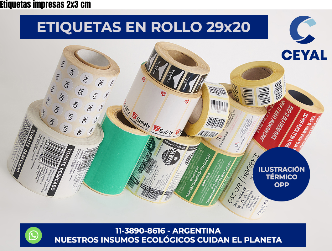 Etiquetas impresas 2×3 cm