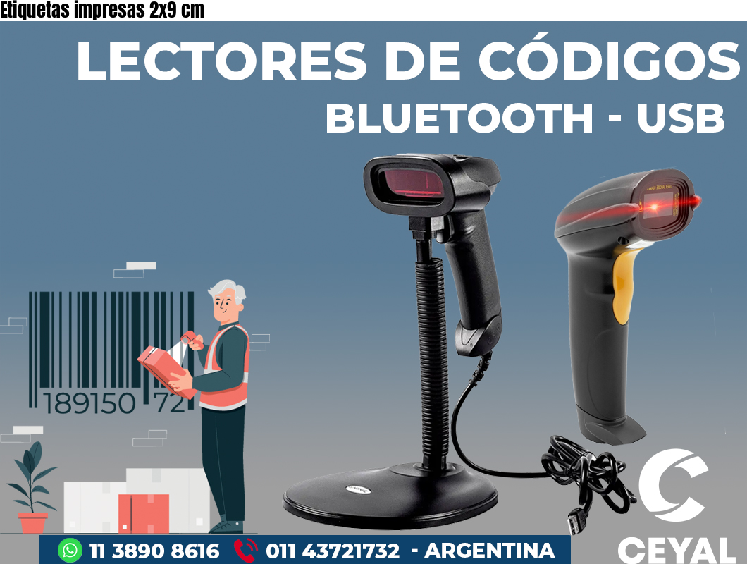 Etiquetas impresas 2x9 cm