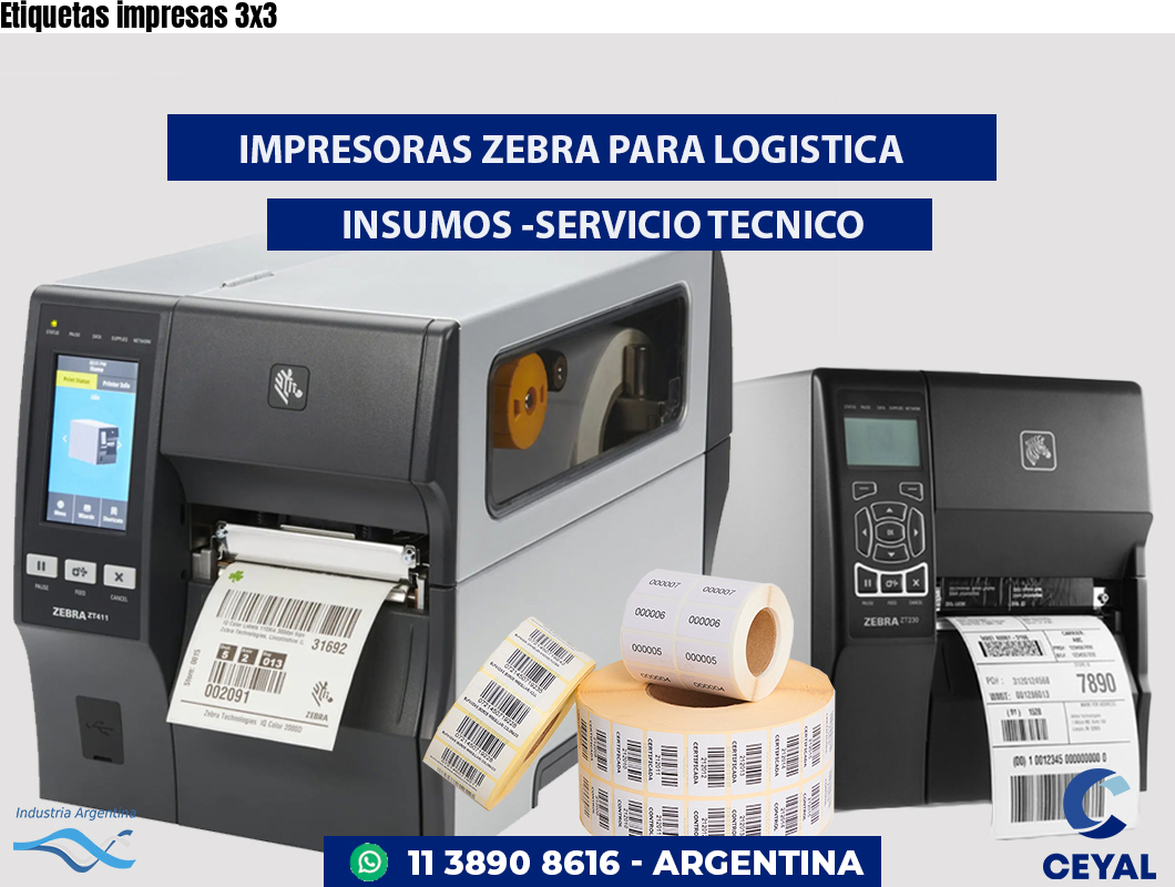 Etiquetas impresas 3x3