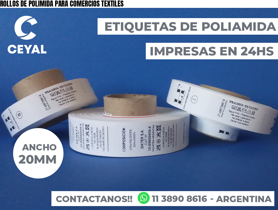 ROLLOS DE POLIMIDA PARA COMERCIOS TEXTILES