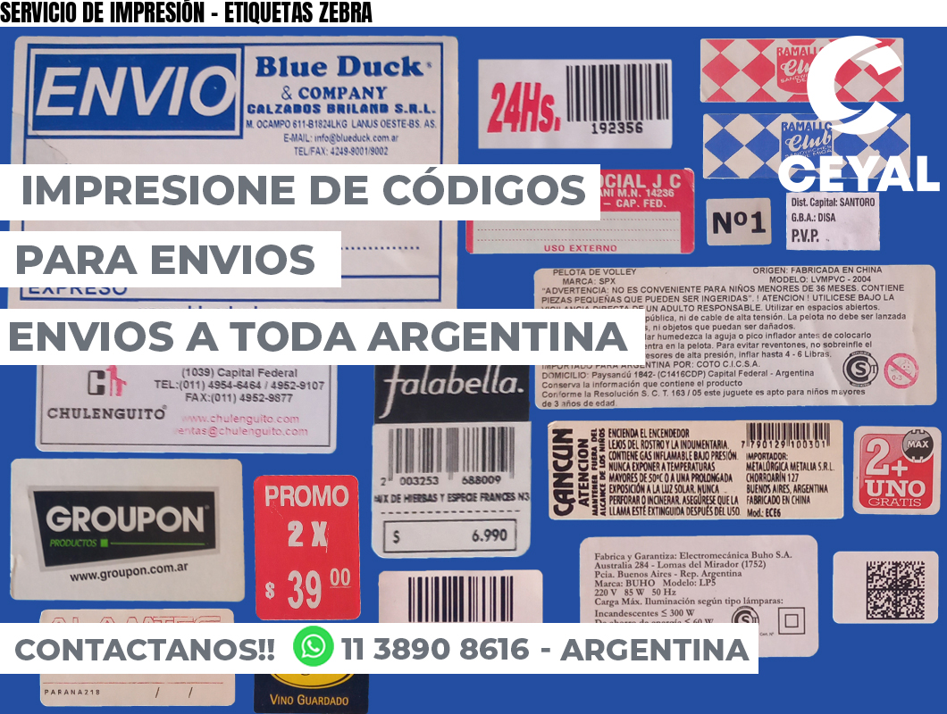 SERVICIO DE IMPRESIÓN – ETIQUETAS ZEBRA