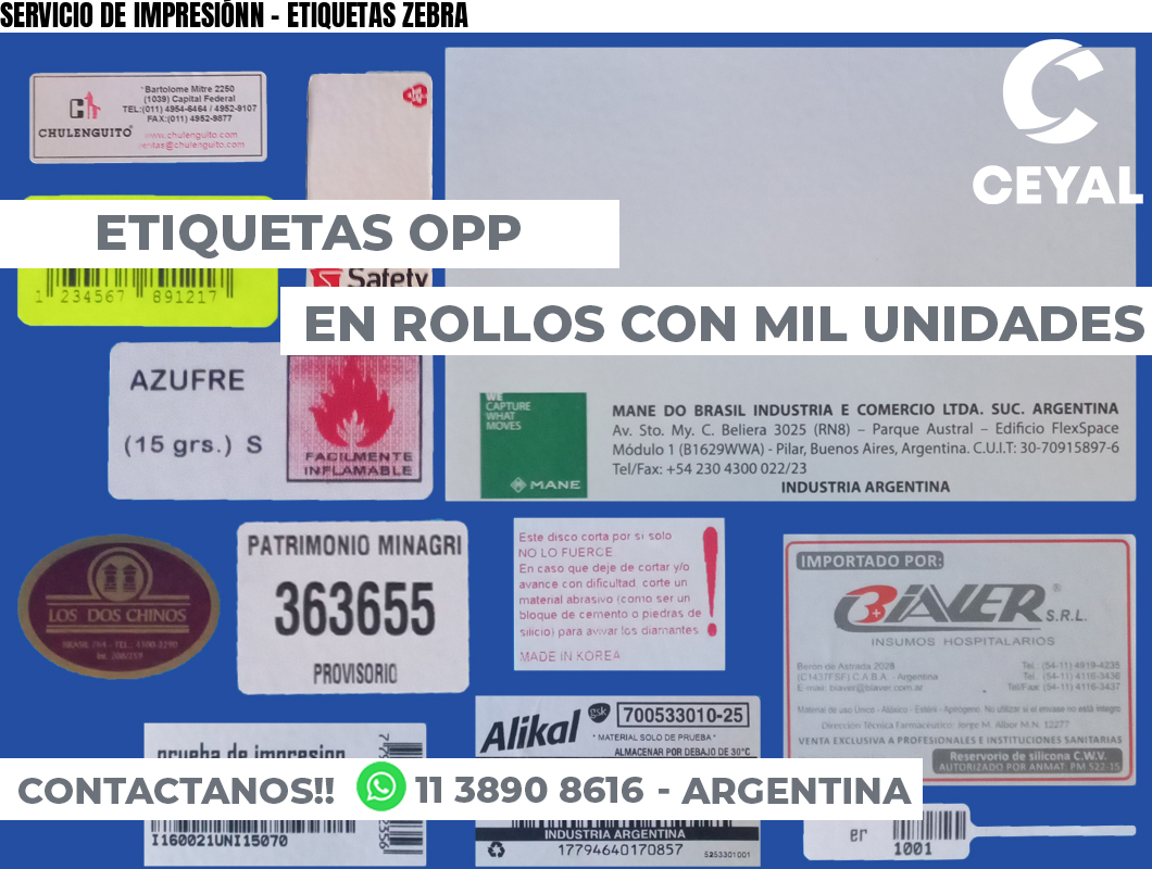 SERVICIO DE IMPRESIÓNN – ETIQUETAS ZEBRA