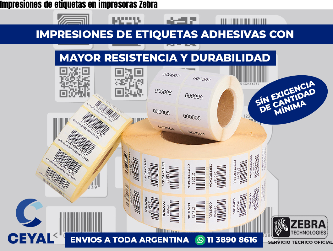Impresiones de etiquetas en impresoras Zebra