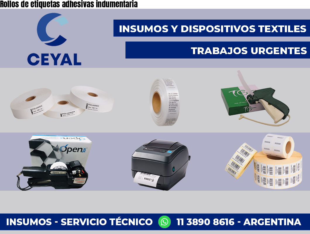 Rollos de etiquetas adhesivas indumentaria