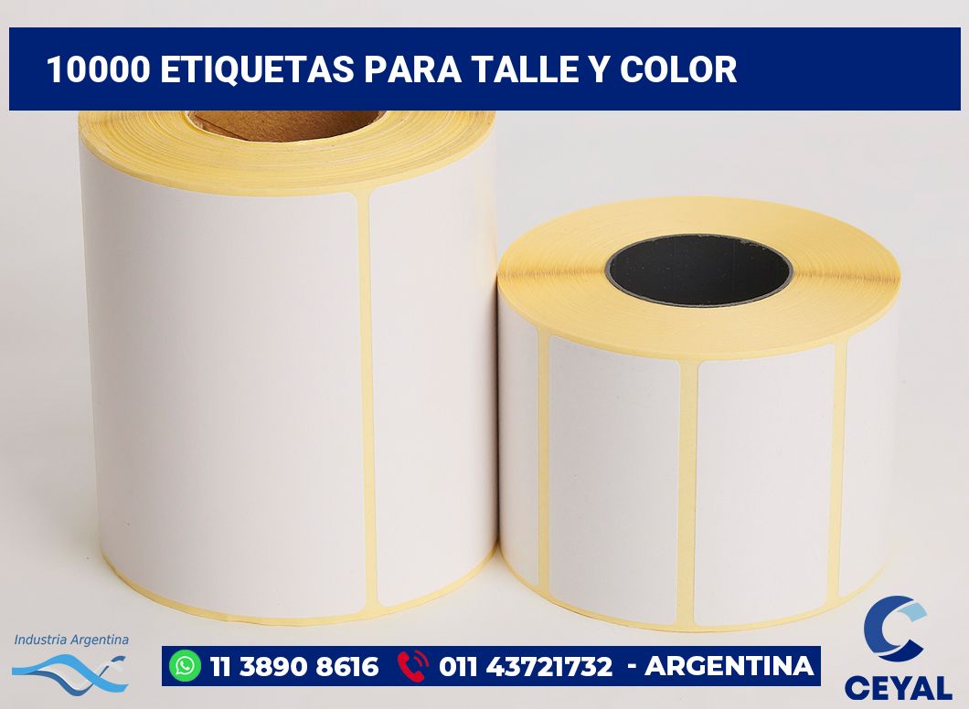 10000 Etiquetas para talle y color