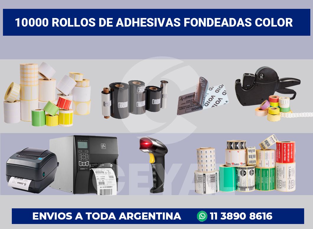 10000 Rollos de adhesivas fondeadas color
