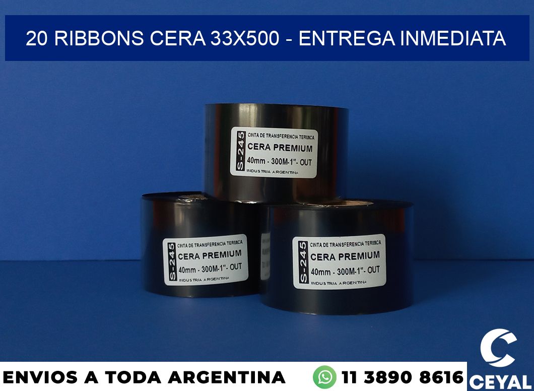 20 Ribbons cera 33×500 – Entrega inmediata