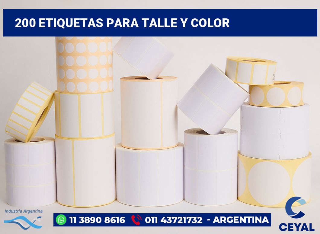 200 Etiquetas para talle y color