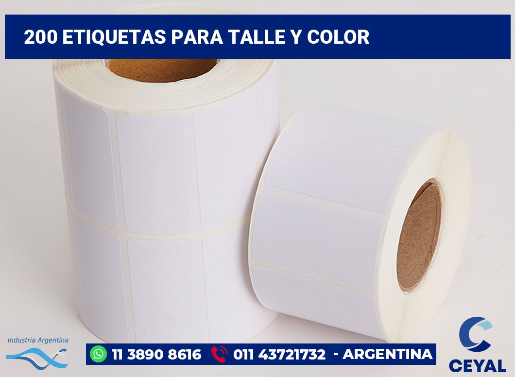 200 Etiquetas para talle y color