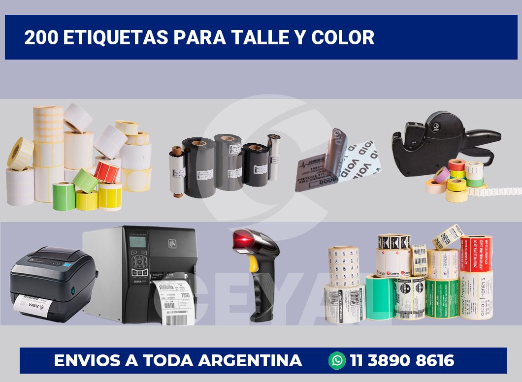 200 Etiquetas para talle y color