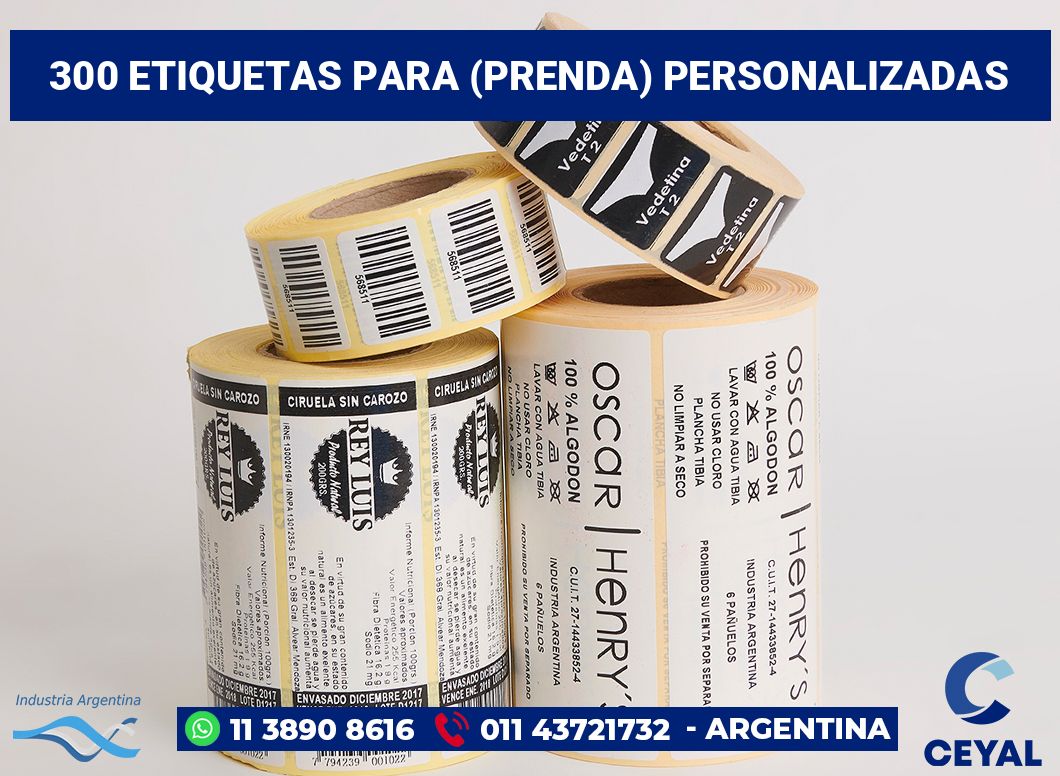300 Etiquetas para (prenda) personalizadas