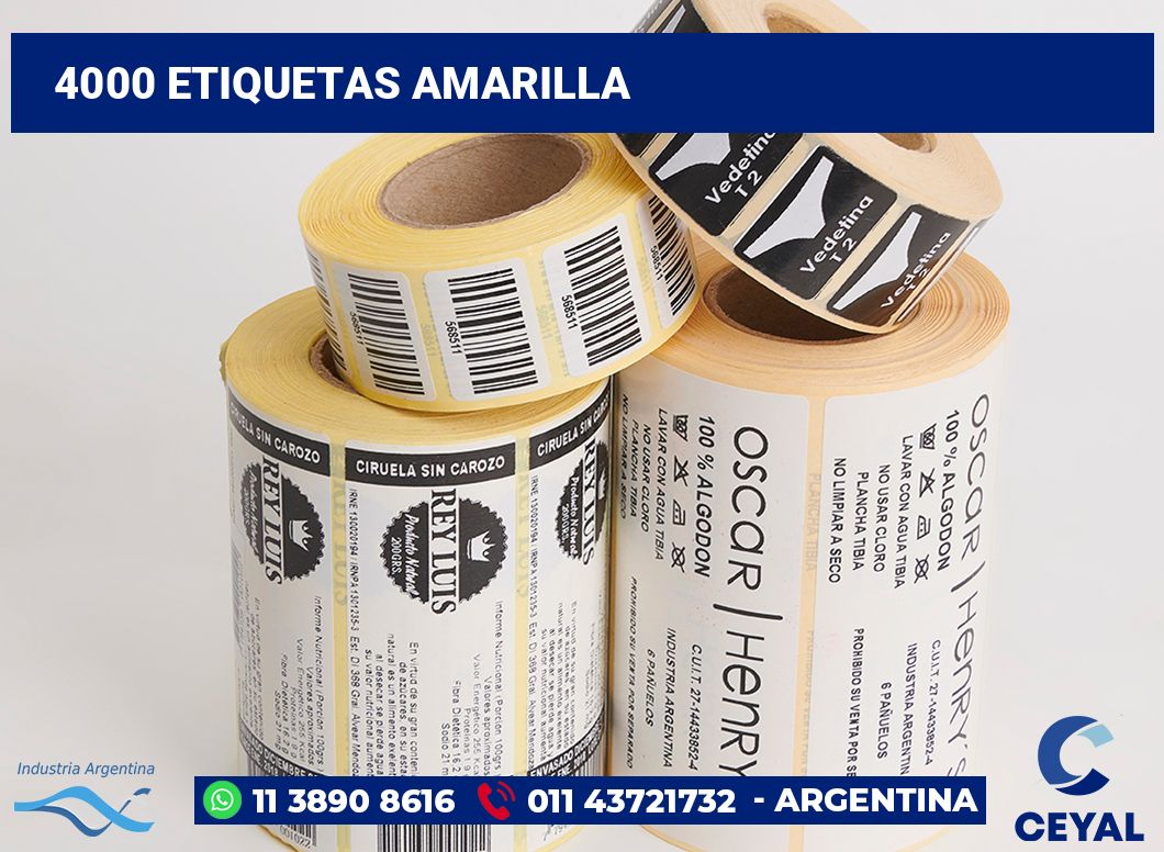 4000 Etiquetas amarilla