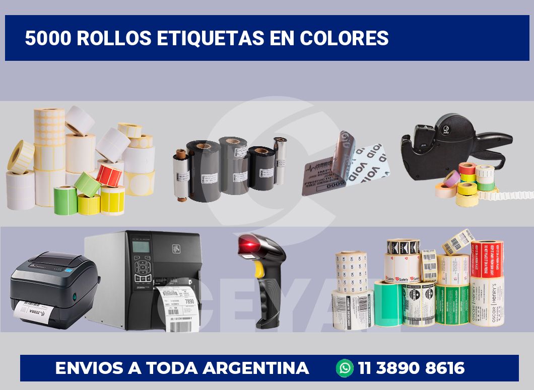 5000 Rollos etiquetas en colores