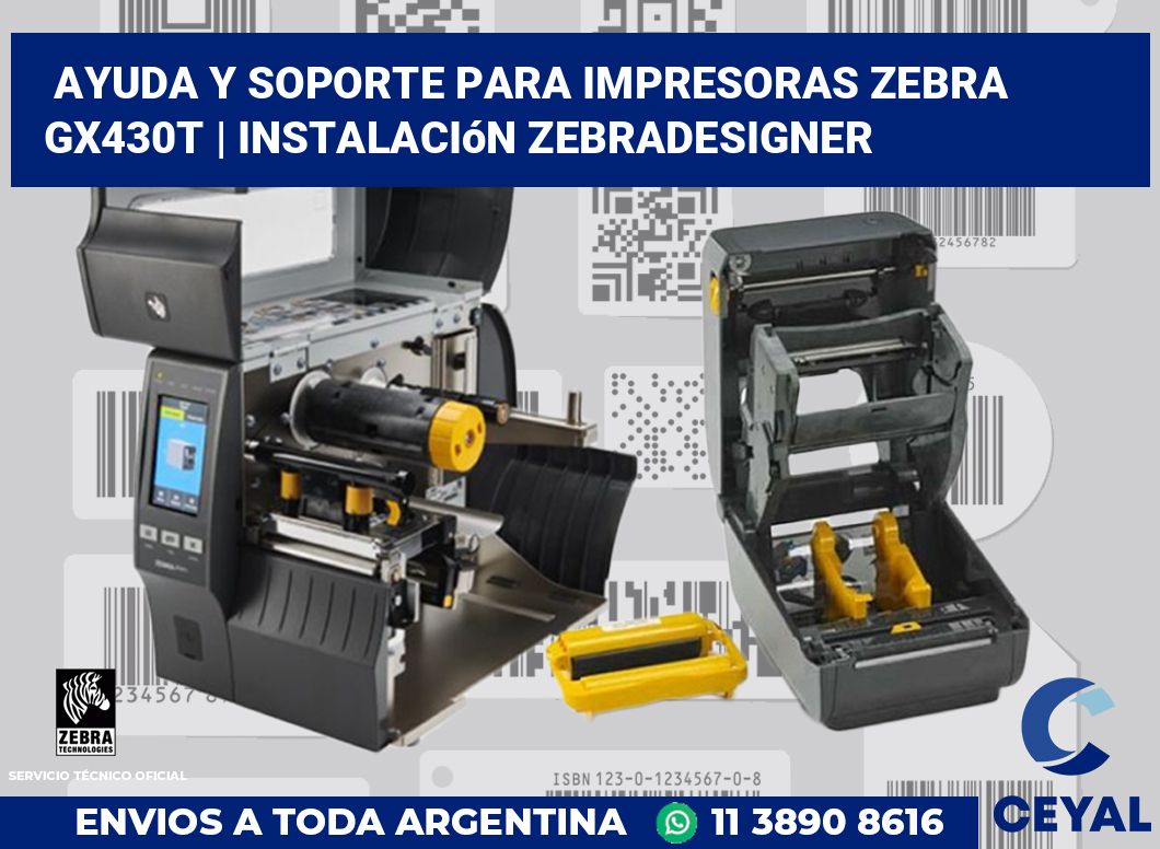 Ayuda y soporte para impresoras Zebra GX430t | Instalación ZebraDesigner