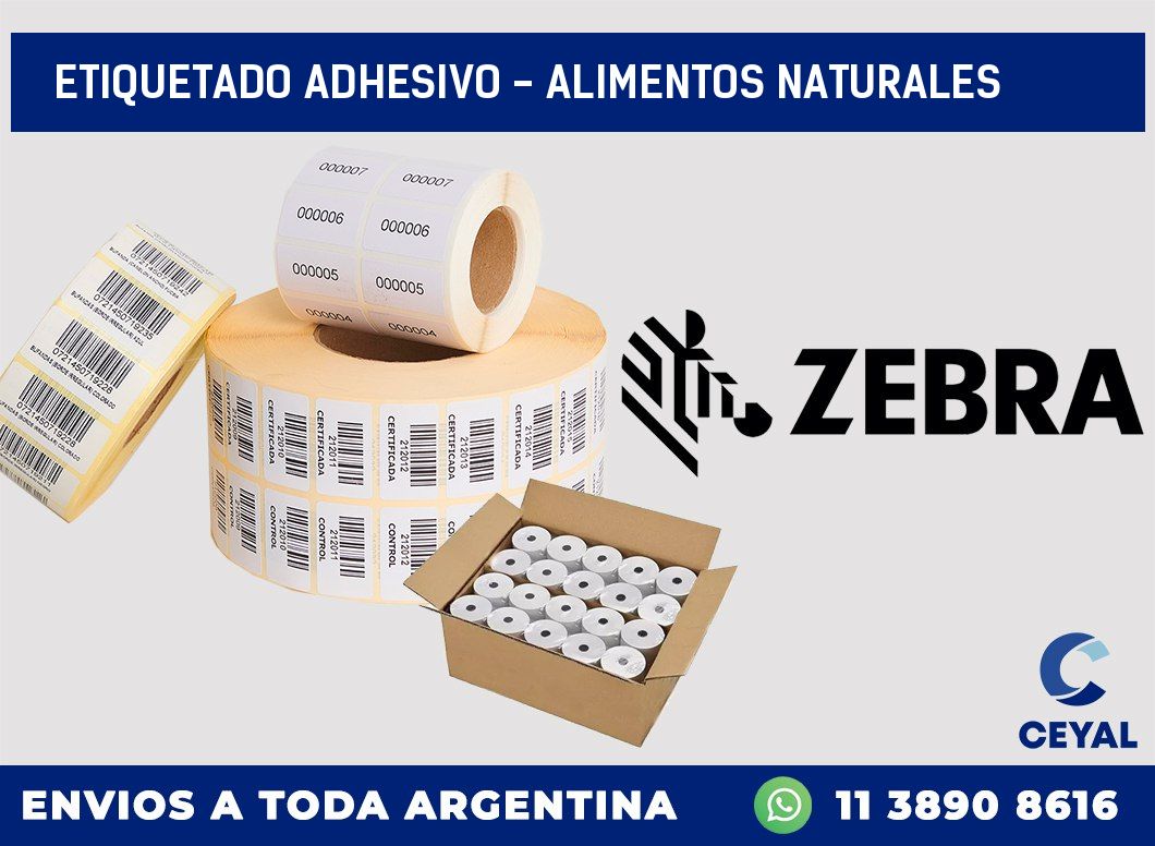 Etiquetado adhesivo - alimentos naturales