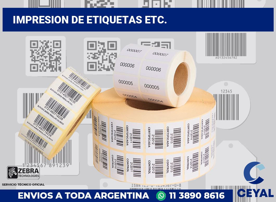 Impresion de etiquetas etc.