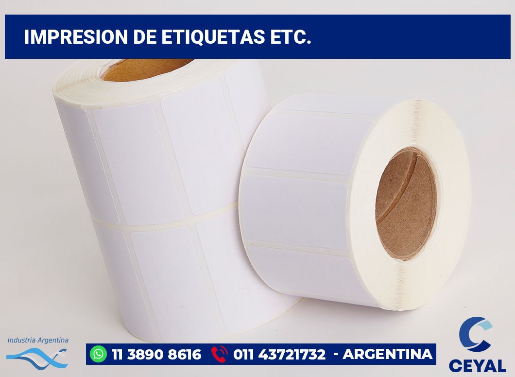 Impresion de etiquetas etc.