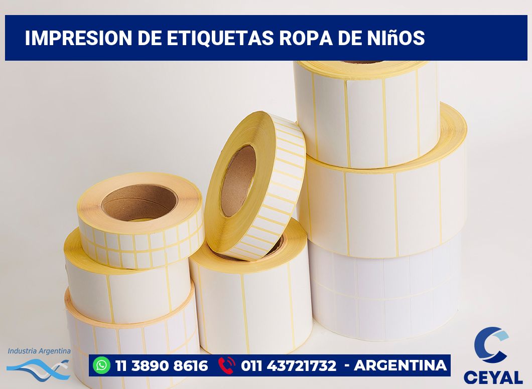 Impresion de etiquetas ropa de niños