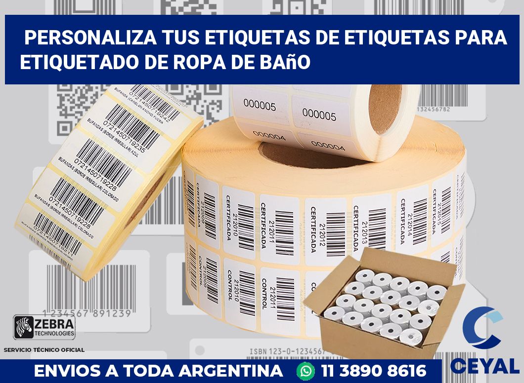 Personaliza tus Etiquetas de Etiquetas para Etiquetado de Ropa de Baño