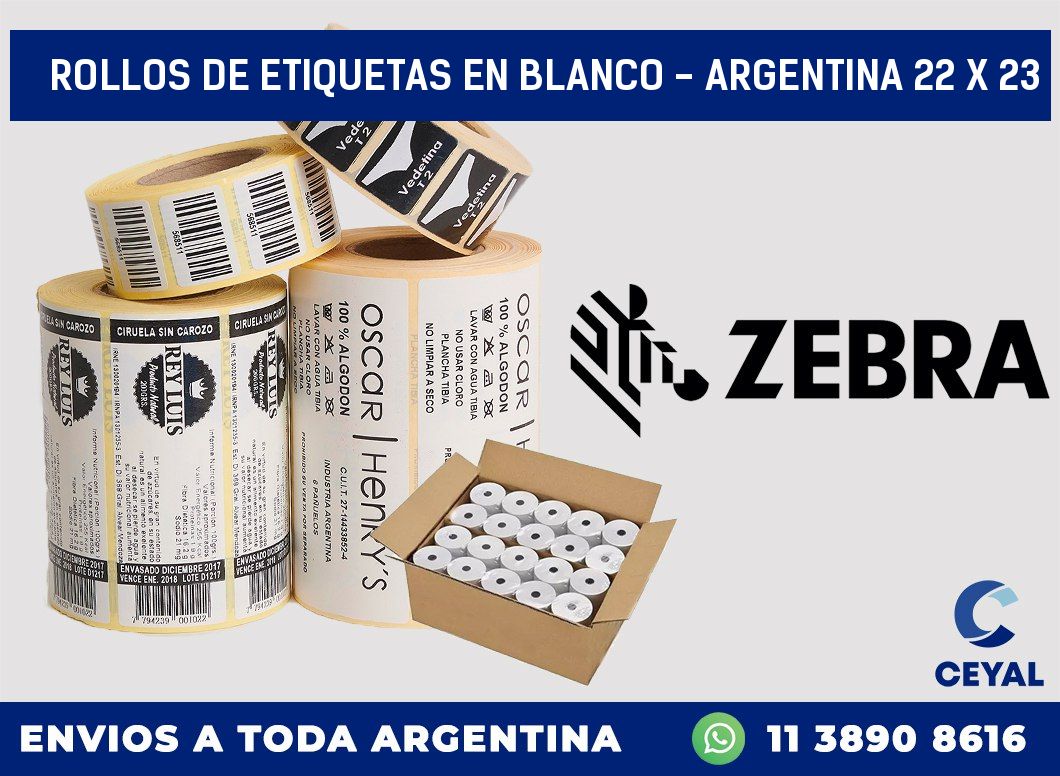 Rollos de etiquetas en blanco - Argentina 22 x 23