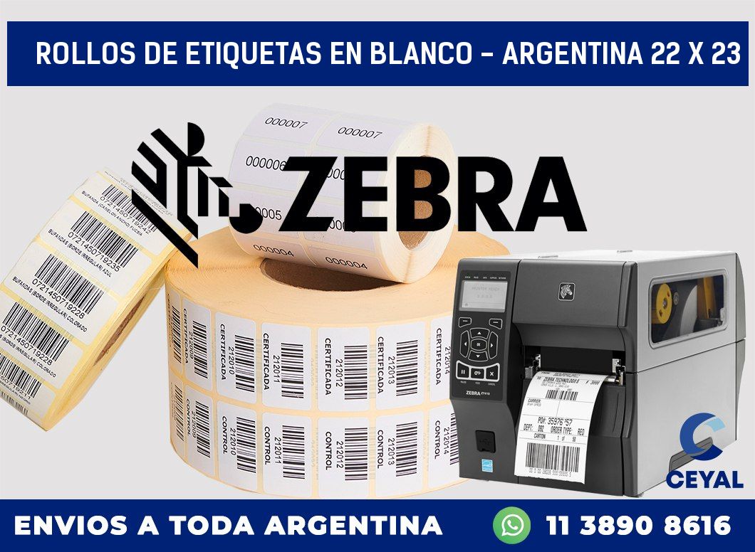 Rollos de etiquetas en blanco – Argentina 22 x 23