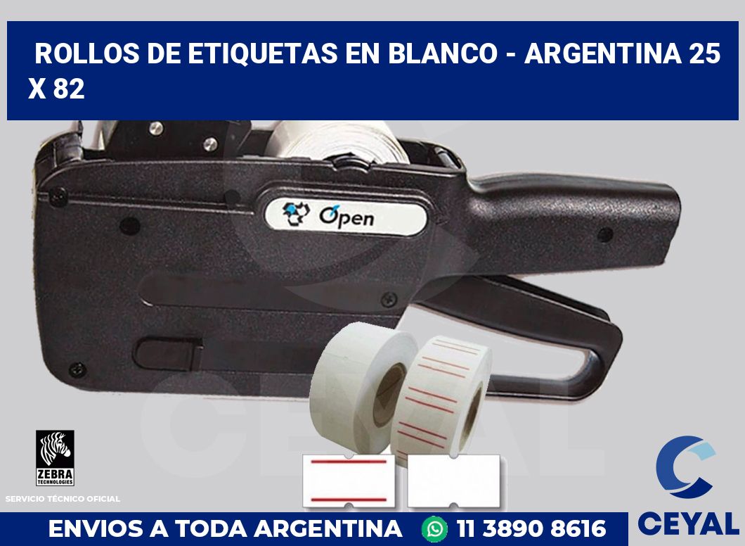 Rollos de etiquetas en blanco - Argentina 25 x 82