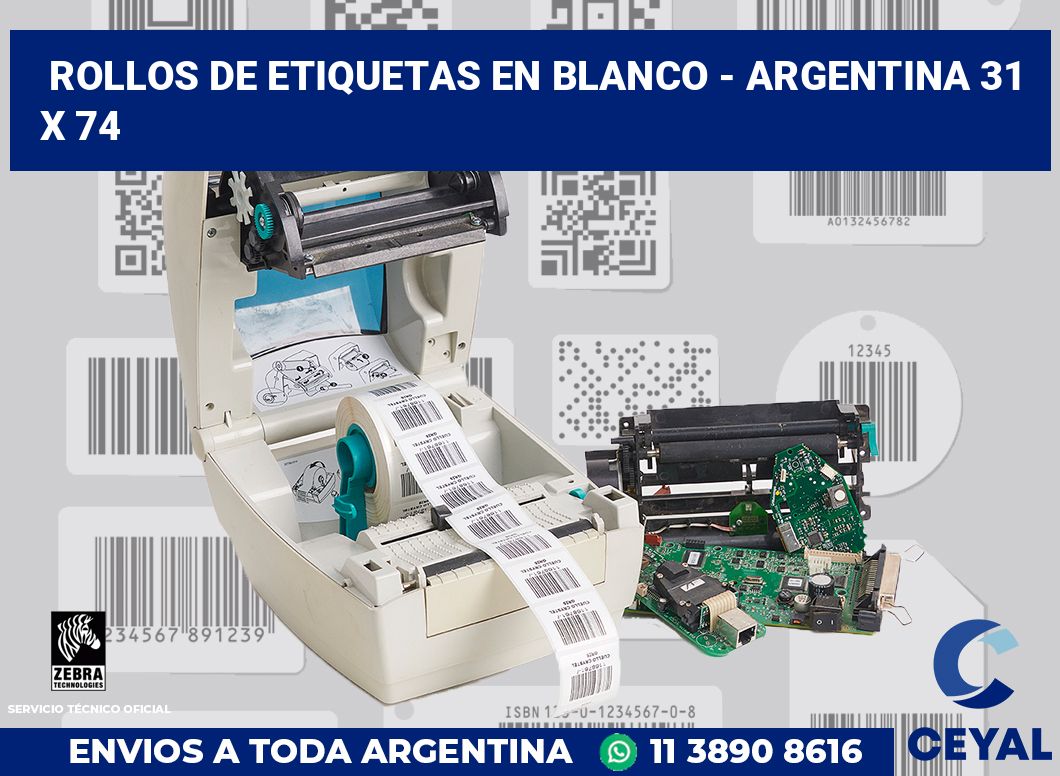 Rollos de etiquetas en blanco - Argentina 31 x 74