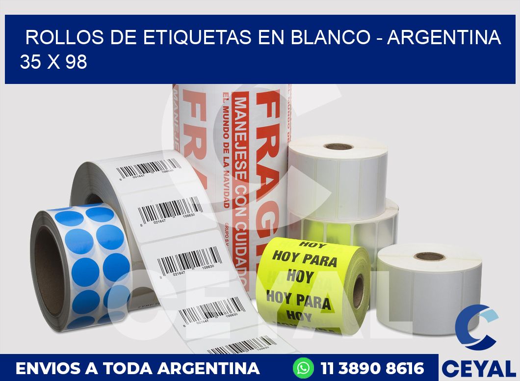 Rollos de etiquetas en blanco - Argentina 35 x 98