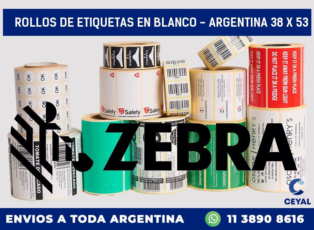 Rollos de etiquetas en blanco - Argentina 38 x 53