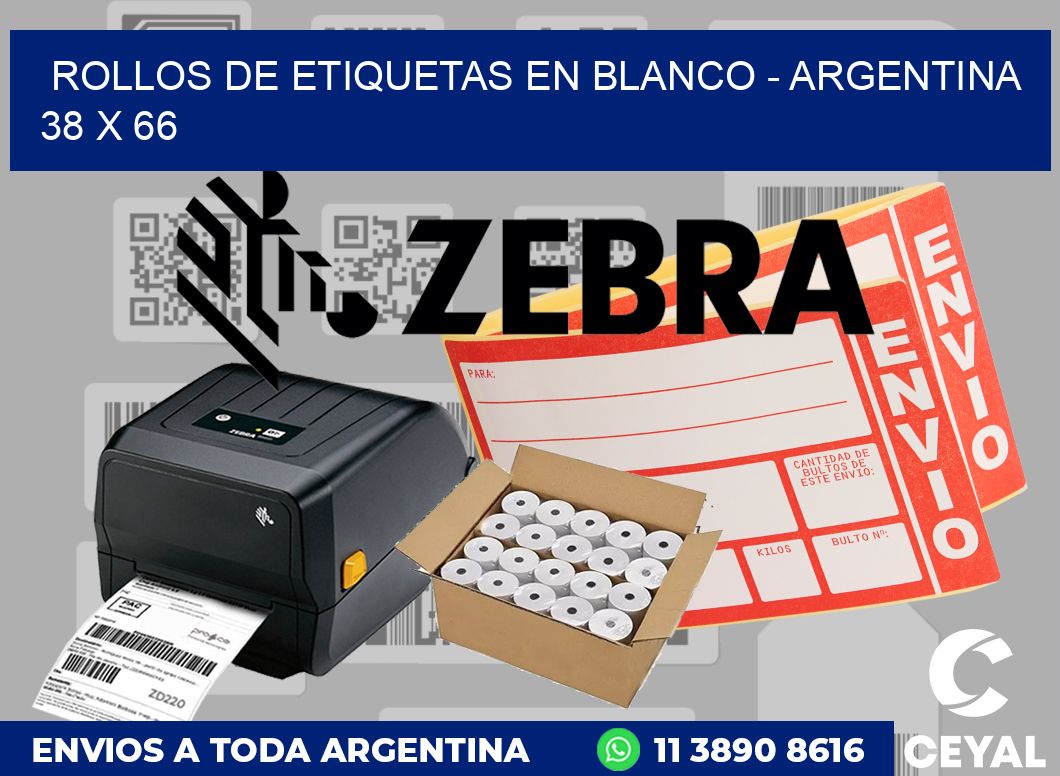 Rollos de etiquetas en blanco - Argentina 38 x 66