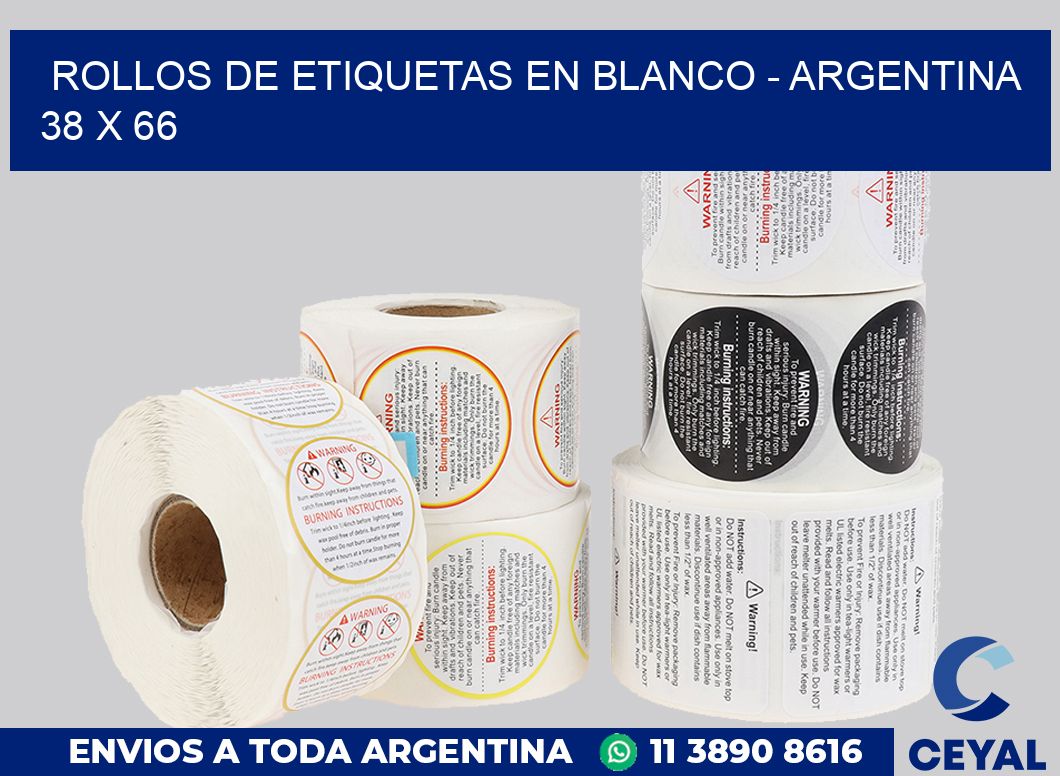 Rollos de etiquetas en blanco – Argentina 38 x 66