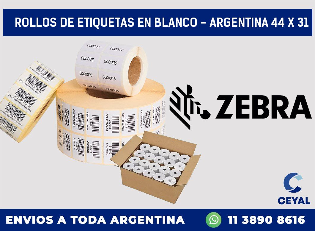 Rollos de etiquetas en blanco - Argentina 44 x 31