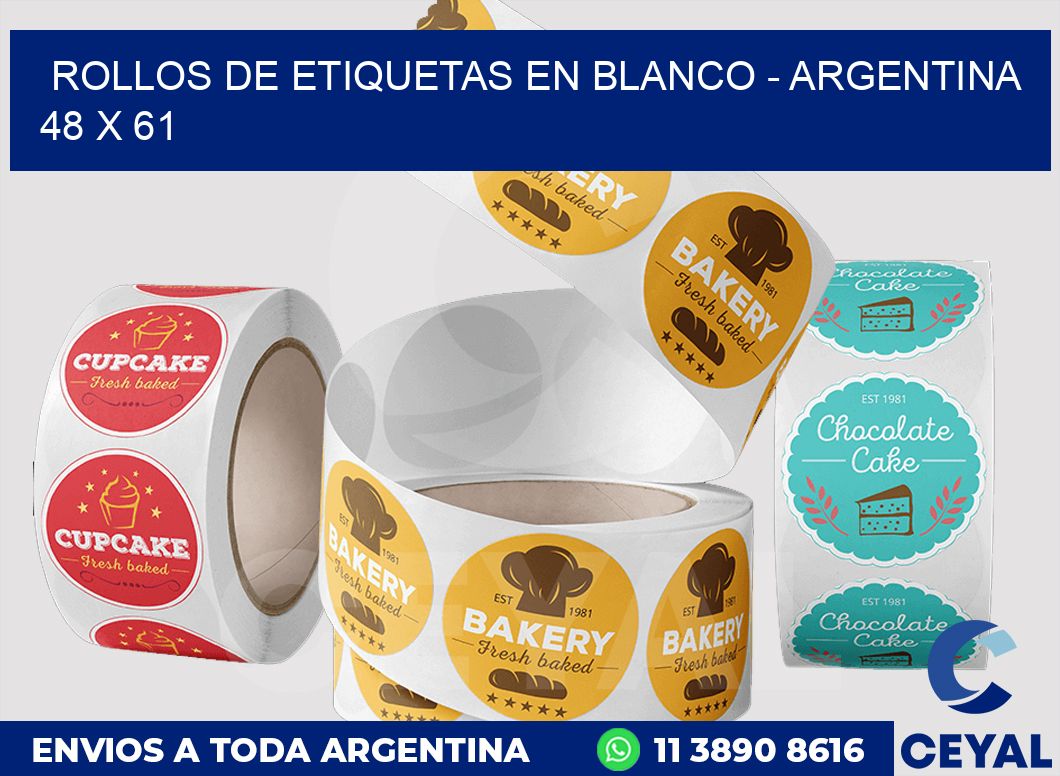 Rollos de etiquetas en blanco - Argentina 48 x 61