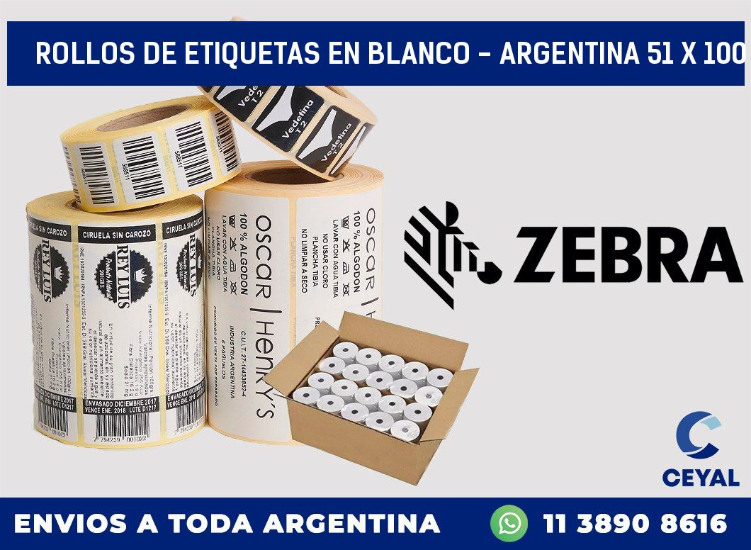 Rollos de etiquetas en blanco – Argentina 51 x 100