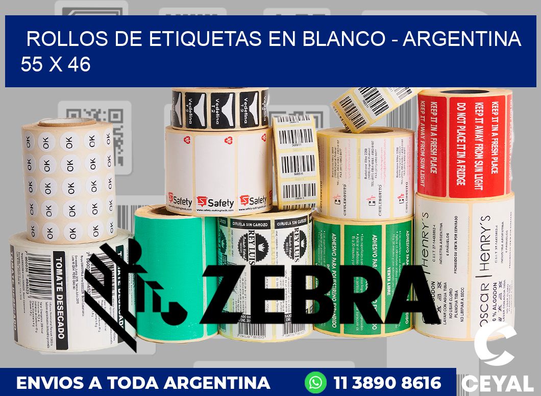 Rollos de etiquetas en blanco - Argentina 55 x 46