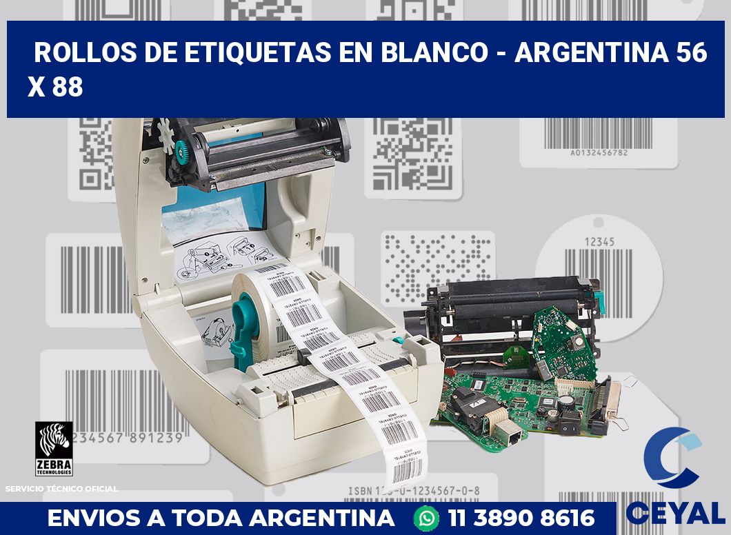 Rollos de etiquetas en blanco - Argentina 56 x 88