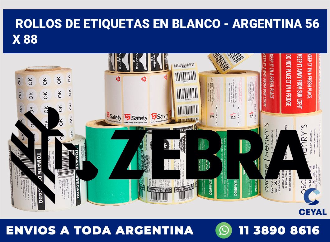 Rollos de etiquetas en blanco - Argentina 56 x 88