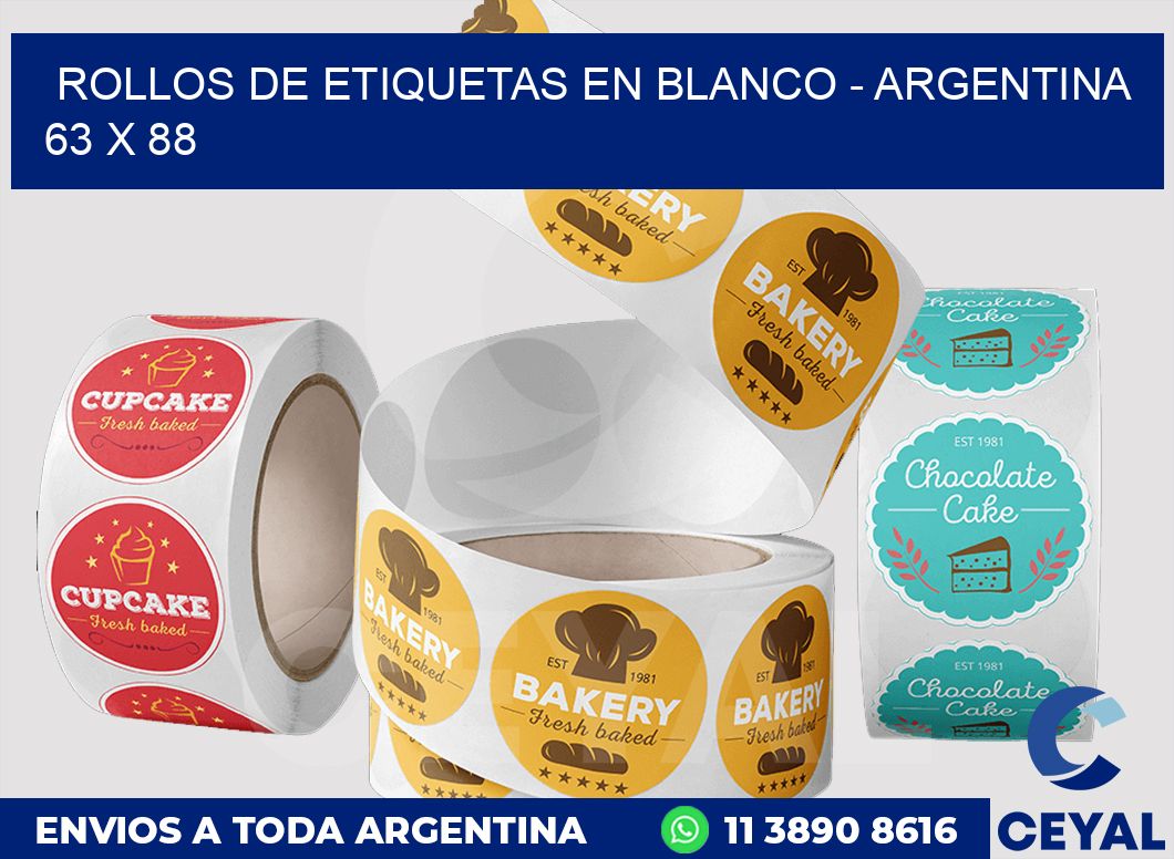 Rollos de etiquetas en blanco - Argentina 63 x 88