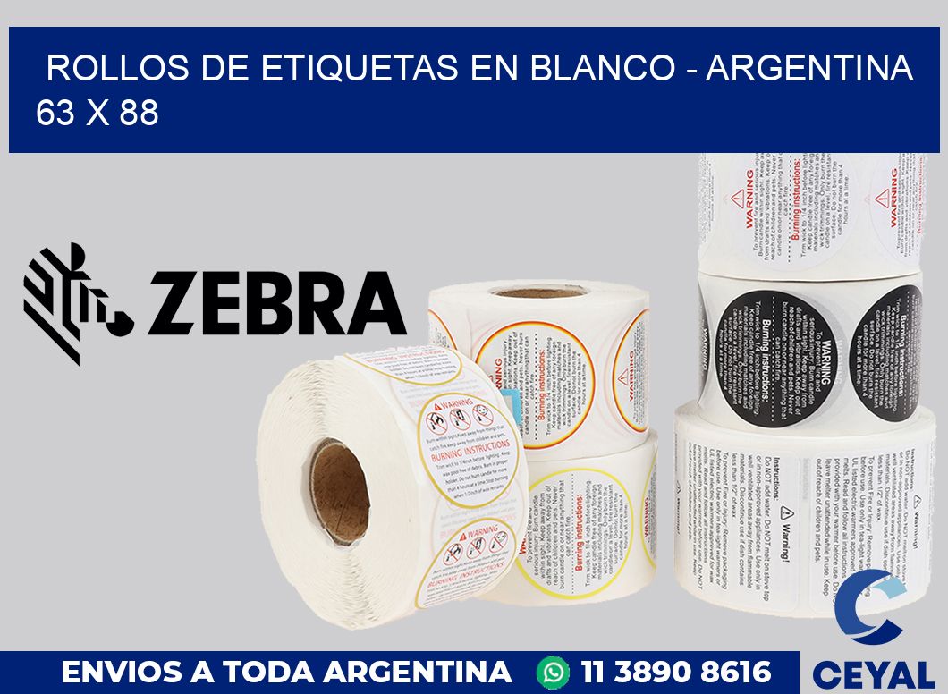 Rollos de etiquetas en blanco - Argentina 63 x 88