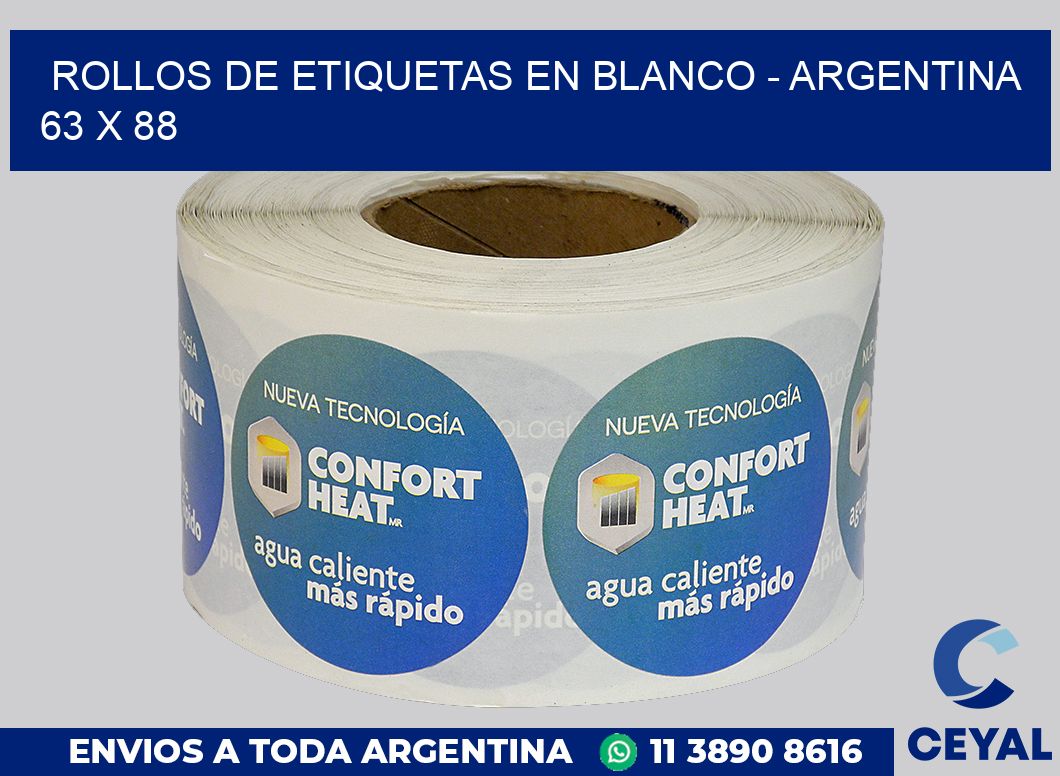 Rollos de etiquetas en blanco - Argentina 63 x 88