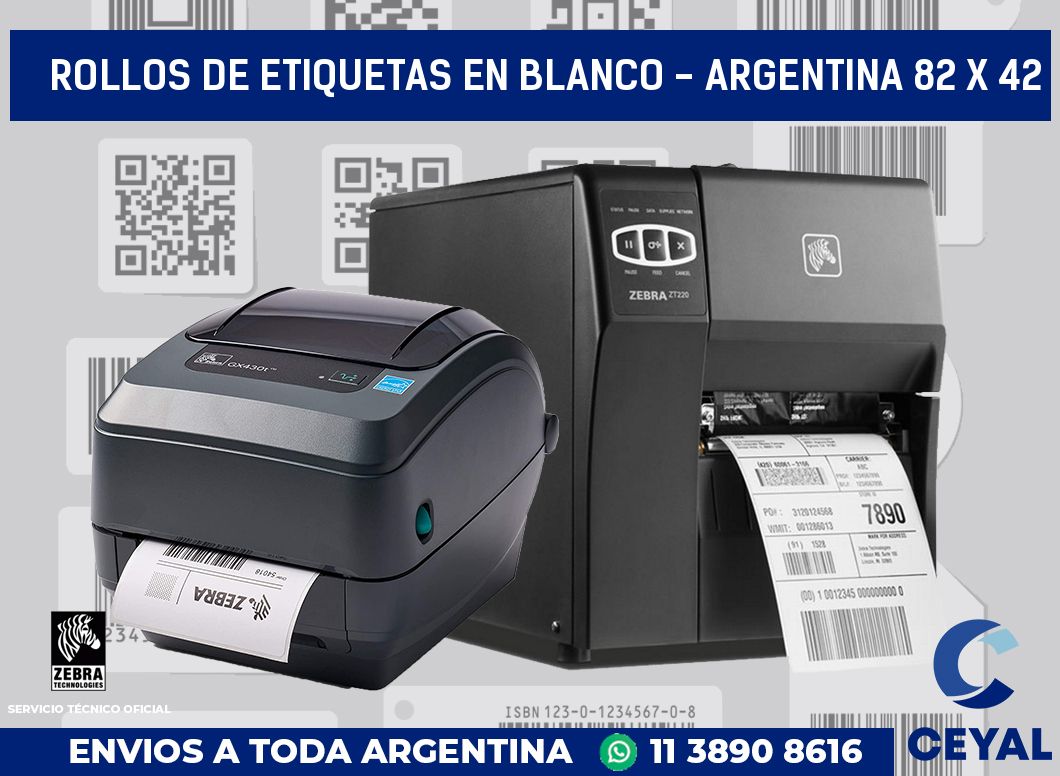 Rollos de etiquetas en blanco - Argentina 82 x 42