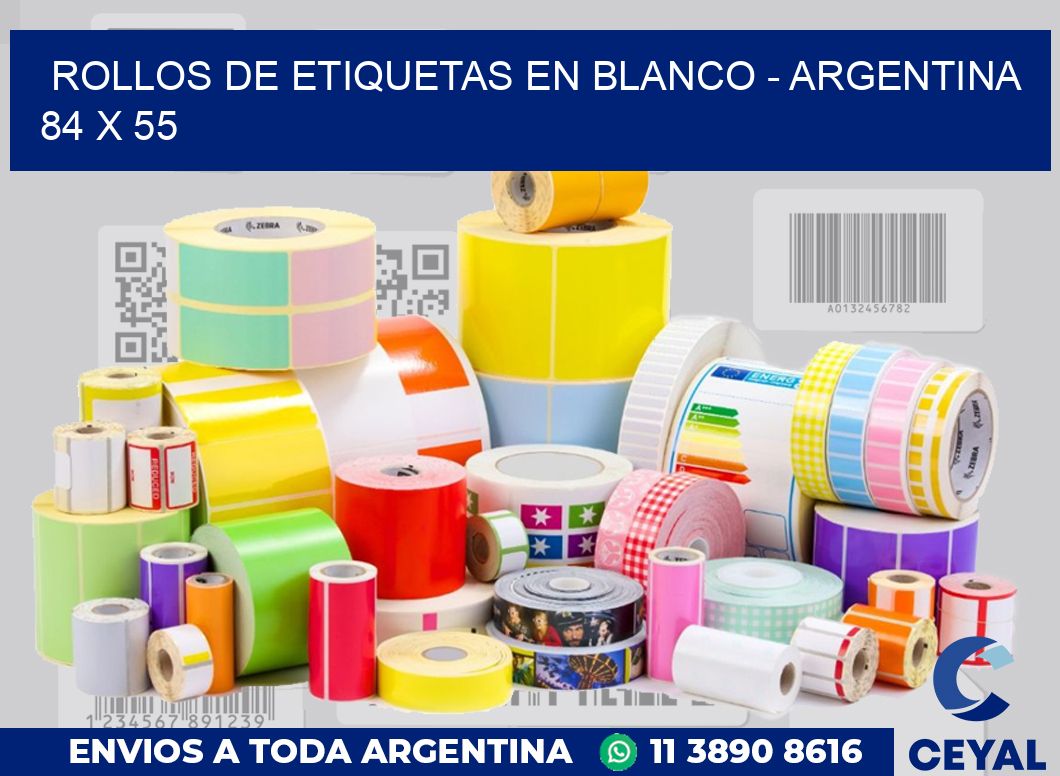 Rollos de etiquetas en blanco – Argentina 84 x 55