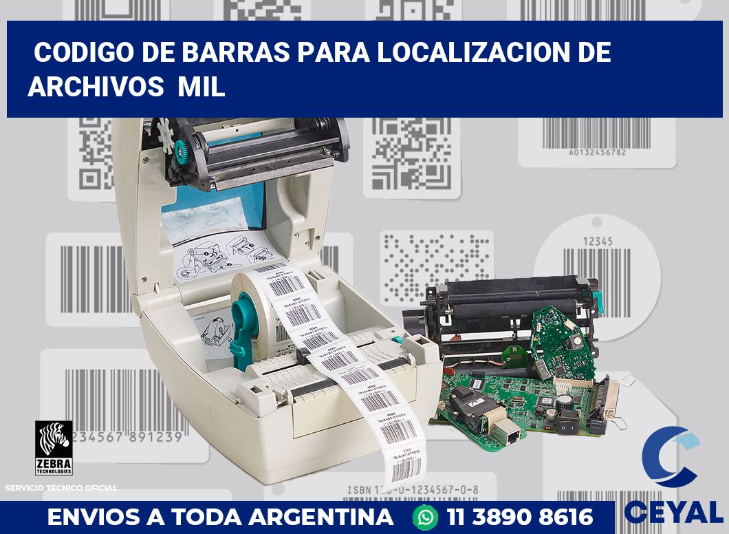 codigo de barras para localizacion de archivos  mil