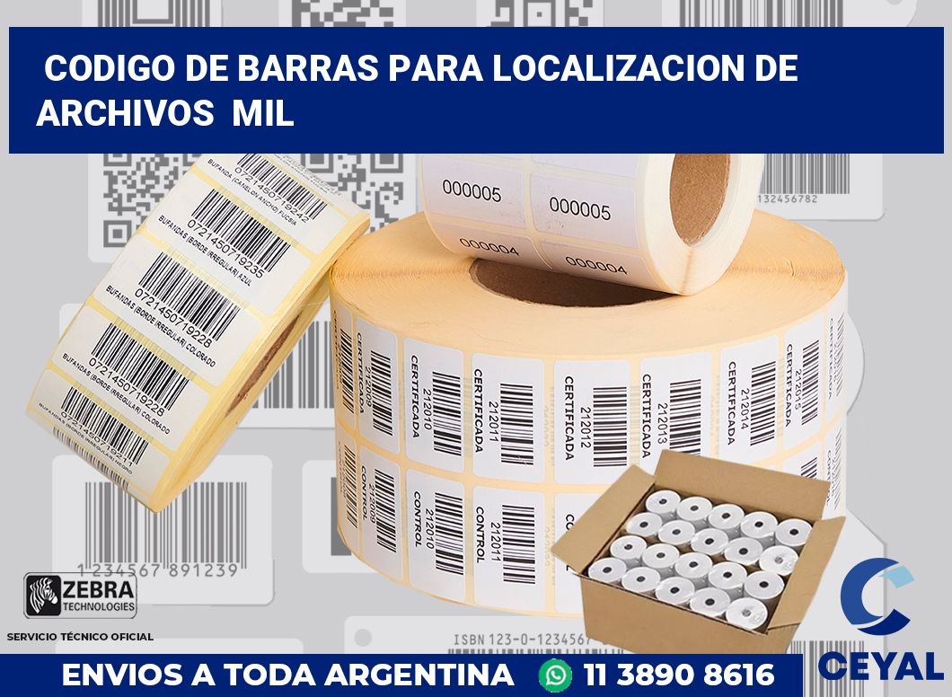 codigo de barras para localizacion de archivos  mil