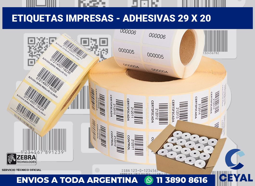 etiquetas impresas - Adhesivas 29 x 20