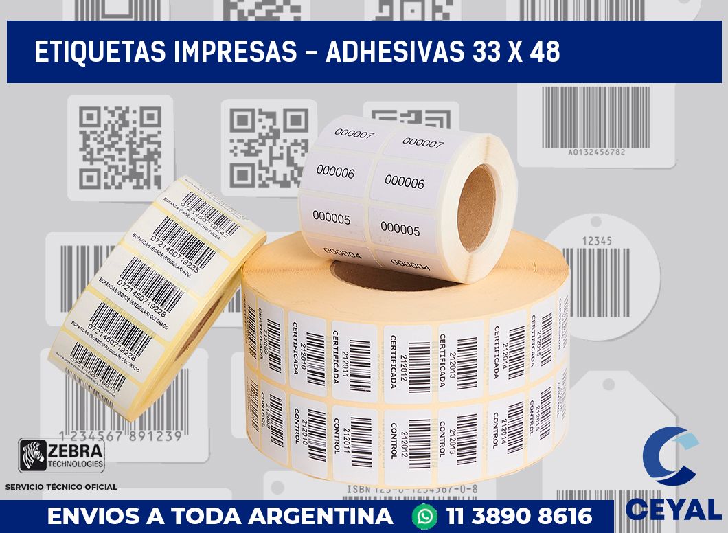 etiquetas impresas – Adhesivas 33 x 48