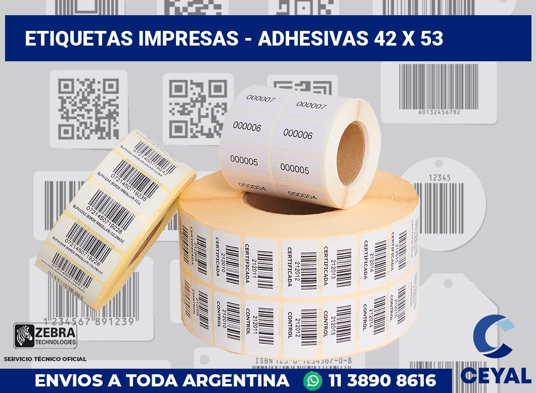 etiquetas impresas – Adhesivas 42 x 53